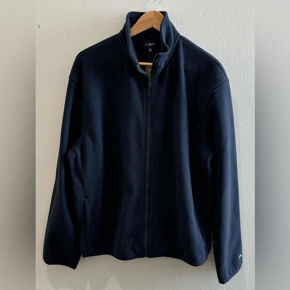 J. Crew navy blue fleece zip up jacket, medium